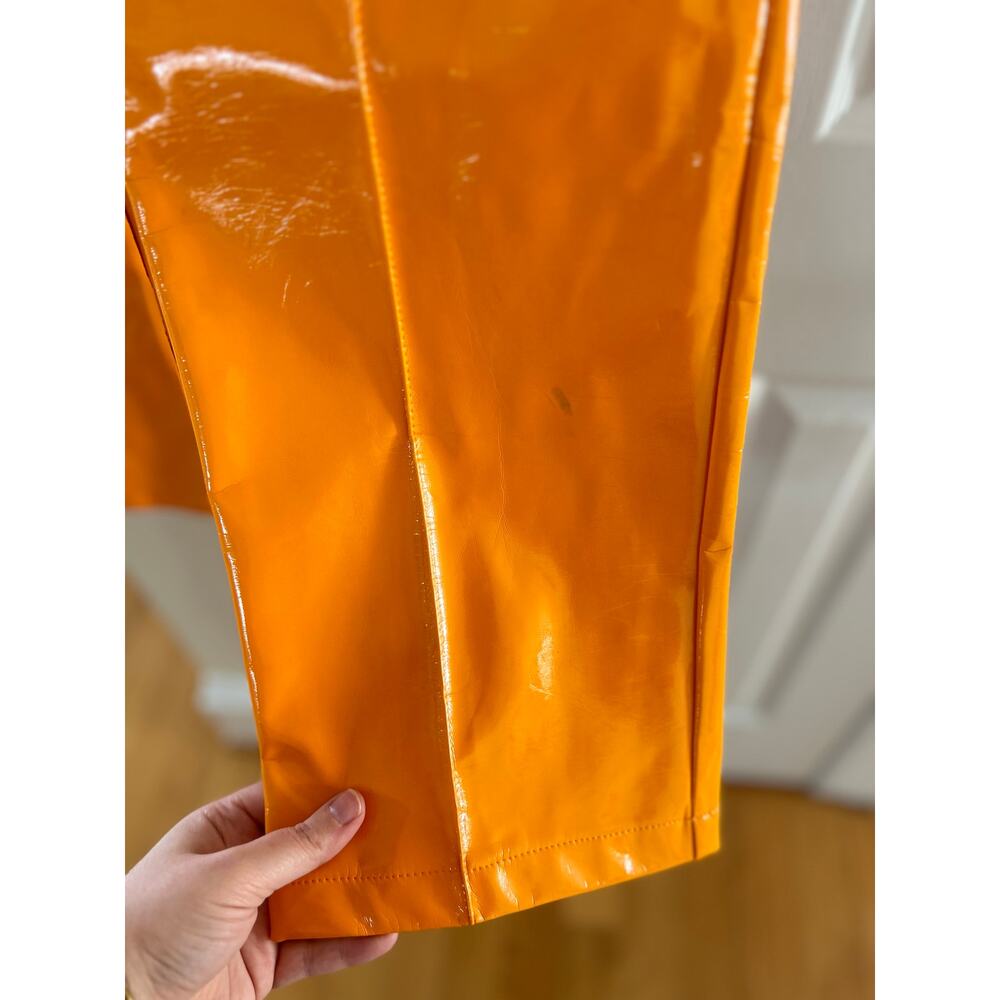 The Ragged Priest Orange Faux Patent Leather Straight Leg Pants - Picture 6 of 11